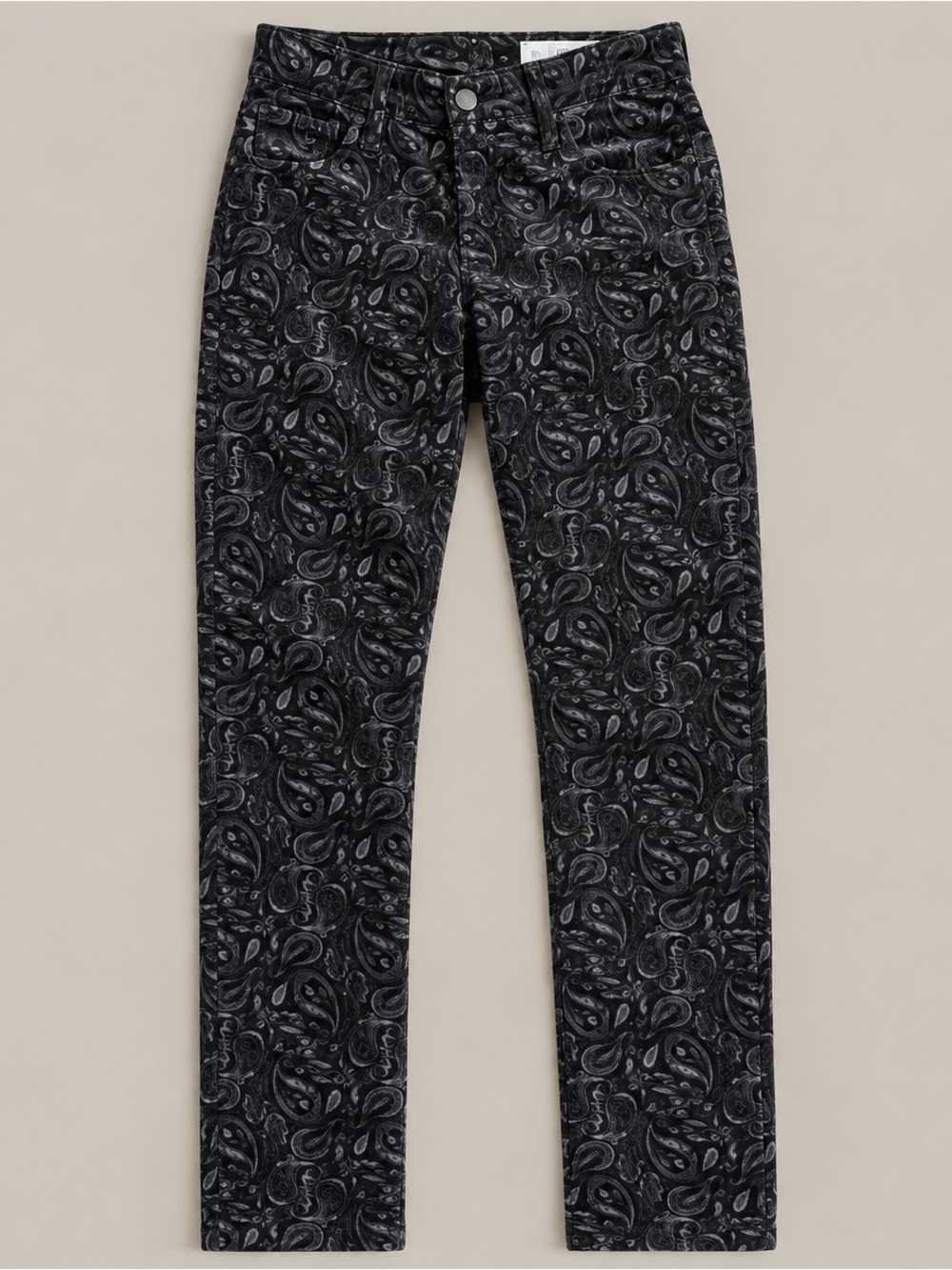 AG Stevie Velvet Jeans 25 Black Paisley Skinny High Rise Anthropologie